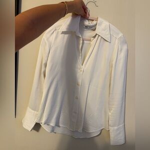 Zara Cream Button-Front Long Sleeve Shirt